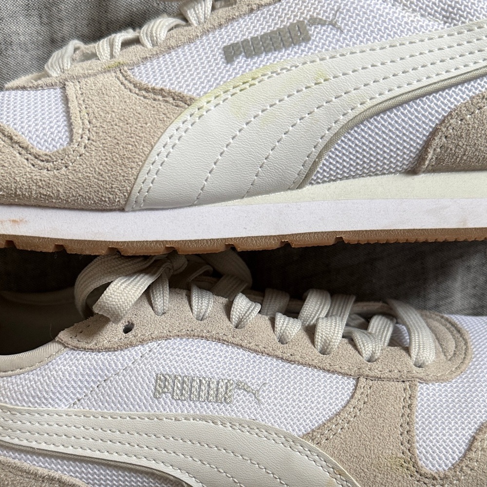 Puma Beige and White Casual Sneakers